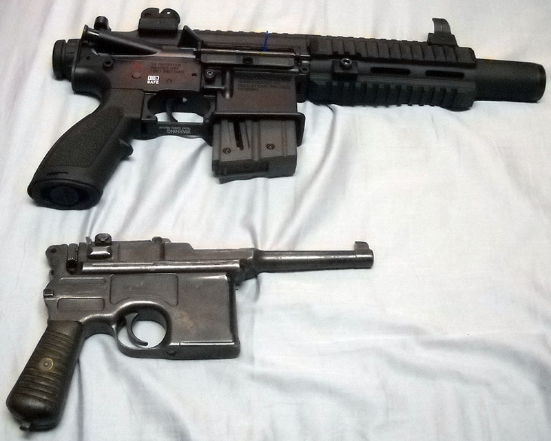 Walther HK416 and Mauser C96 Model 1921 (Bolo)